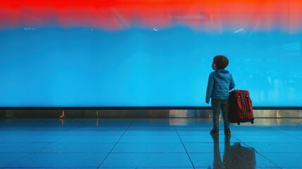 Fototapeta premium A Young Traveler Gazing at a Colorful Wall