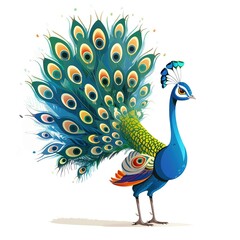 Obraz premium Peacock Global Fusion animal fashion cartoon isolated whitebackground 16:9