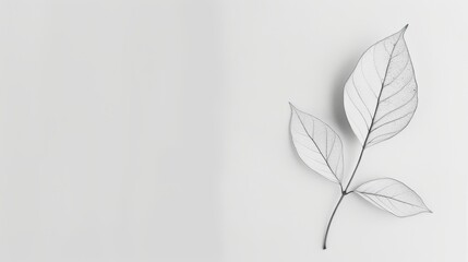 A minimal background with a clean, white design and a single, delicate line drawing of a leaf, creating a simple and elegant scene that's perfect for conveying a sense of simplicity and sophistication