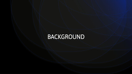 Black abstract background with black gradient circles, blended lines