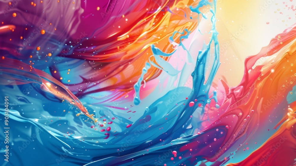 Aufkleber A vibrant, abstract background with bold splashes of color and dynamic brush strokes, adding energy and creativity to any design.