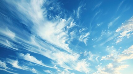 A blue background depicting a serene sky with soft, wispy clouds drifting by, creating a calming and peaceful visual effect that evokes a sense of tranquility