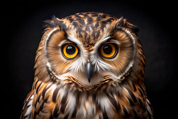 Fototapeta premium Portrait of a beautiful owl on a black background