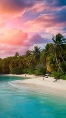 beach with palm trees and sky
