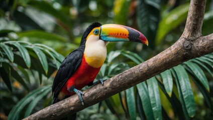 Obraz premium a toucan sitting on a tree branch