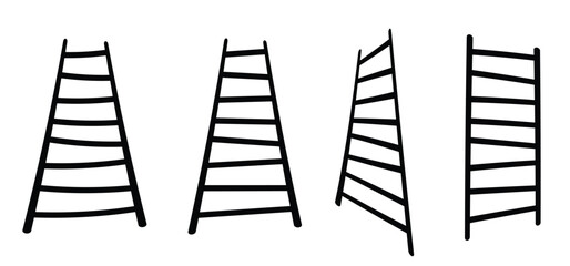 Ladder up or down. Stair ladder, step for success. Ladder with step construction staircase. Painter ladder. concept plan for business.  Household or work tools.