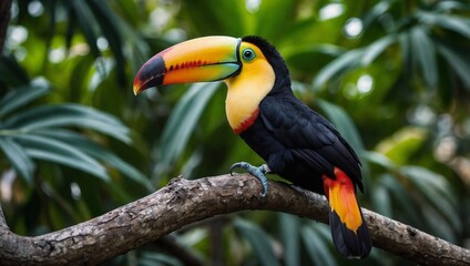 Obraz premium a toucan sitting on a tree branch