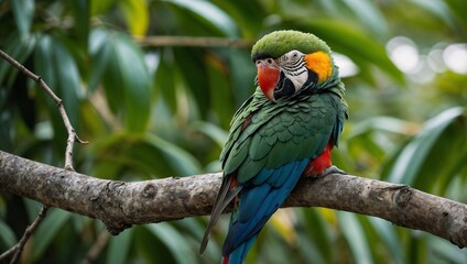 Obraz premium A parrot sitting on a tree branch