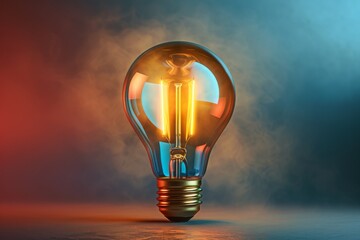Brain light bulb with vintage filament in a modern industrial setting highlighting innovative ideas.
