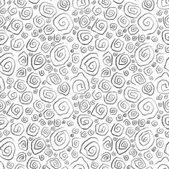Fototapeta premium Seamless abstract geometric pattern. Background on black, white. Illustration. Polygons, lines, triangles, meanders. Design for textile fabrics, wrapping paper, background, wallpaper, cover.