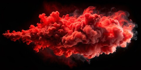 A Vibrant Red Smoke Cloud with a Unique and Abstract Texture Appears