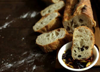 sourdough bread baguette oil 