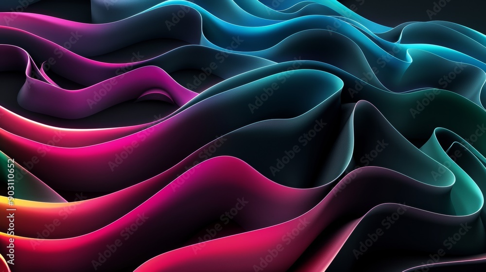 Poster abstract wavy layers in vibrant colors, 3d rendering. digital art and modern design concept