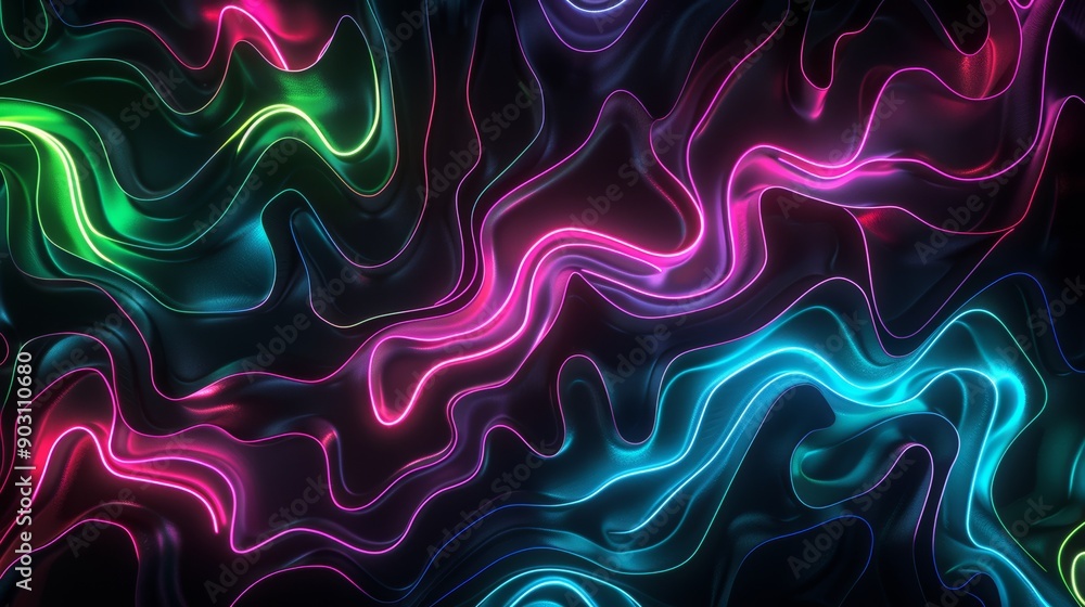 Poster abstract neon light patterns on dark background