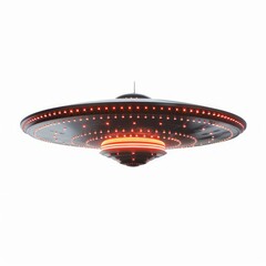 Medium shot of UFO, isolated on a white background, bright and vivid tonality 