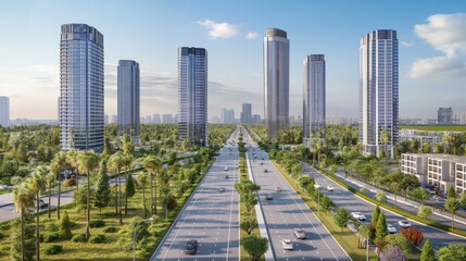 corporate buildings in 3d, architecture