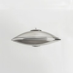 Medium shot of UFO, isolated on a white background, bright and vivid tonality 