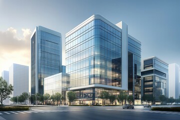 corporate buildings in 3d, architecture