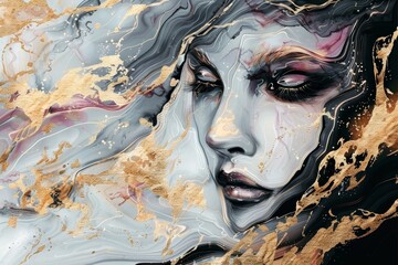 Abstract marble mural wallpaper, Generative AI