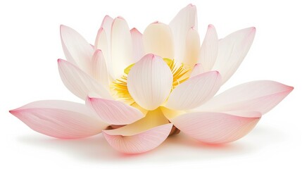 one single lotus flower on white background