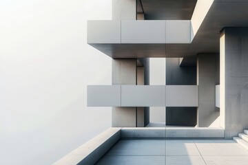 Minimalist Architectural Abstract Forms showcasing clean lines and modern geometric structures with soft lighting.