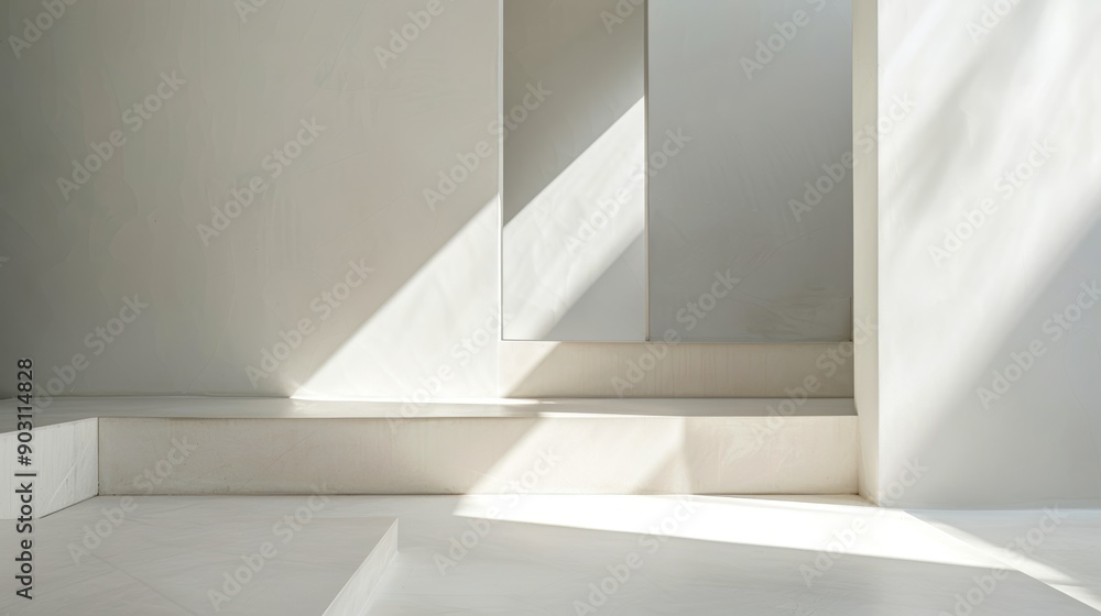 Poster subtle shadows on clean white surfaces creating a minimalist and elegant look, highlighting simple g