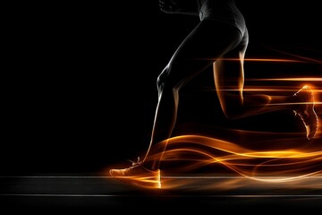 silhouette of a runner on black background with orange flairs