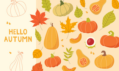 Hello Autumn Advertising Banner. Autumn poster