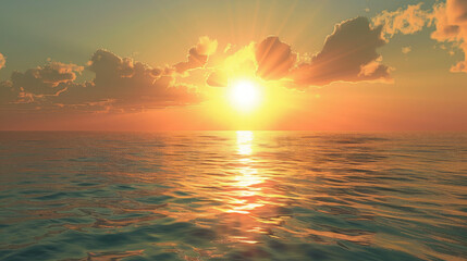 Obraz premium Watching the sun sink below the horizon, casting a warm glow on the tranquil waters.