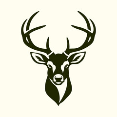 Deer head vector isolated, Hunting logo, Reindeer head isolated illustration, Wild animal, buck head silhouette