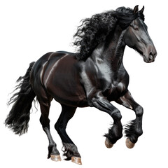 Fototapeta premium Black friesian horse. Isolated on transparent background.