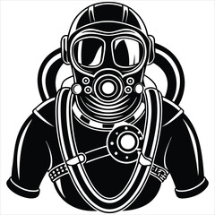 Scuba diver silhouette vector illustration on white background