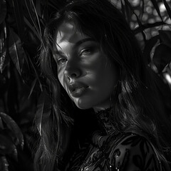 Beautyful Woman close shot, fashion, model, black & white