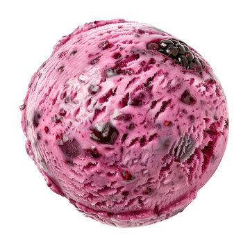 Black Raspberry Chip lce Cream. Isolated on transparent background.