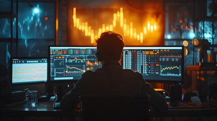 Cryptocurrency Market Trends Monitored by Trader Amid Dynamic Data Visualizations