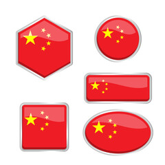 China flag with various shapes vector eps for design element, decoration, banner, emblem, promotion, event, holiday, social media post, icon, poster, etc. Editable and scalable.