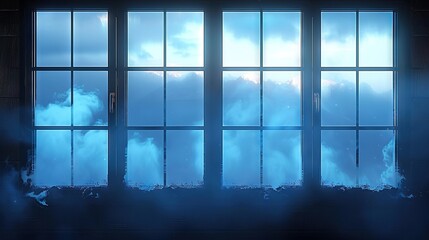 Fototapeta premium A cloudy sky viewed from inside a window