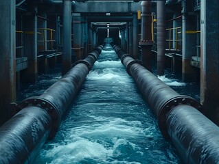 An intricate network of industrial pipelines conveying the efficient management of water resources