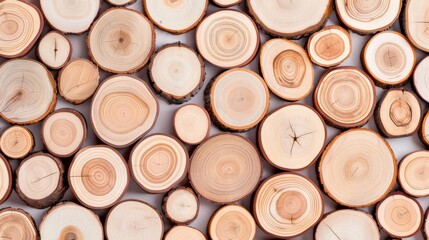 Custom-cut wood slices arranged in a mosaic, hardwood timber, creative texture