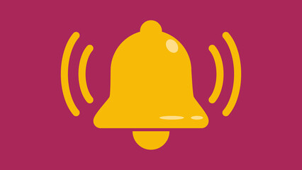 Yellow notification bell graphic. Flat design illustration. 