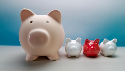 Pig piggy bank of different sizes meaning increase in wealth