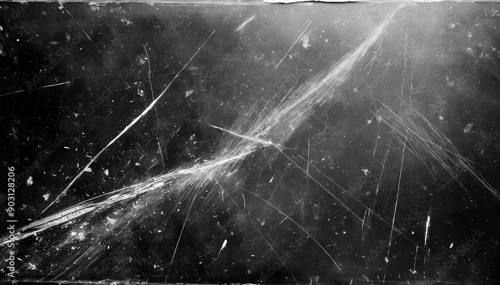 Aufkleber Abstract Background Featuring Intricate White Scratches and Splatter Patterns on a Dark, Grunge Textured Surface
