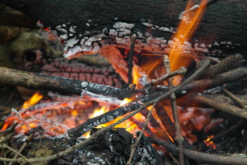 a campfire burning in the Kent countryside