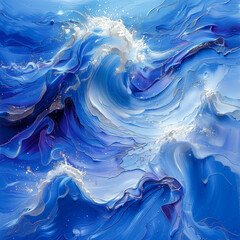 A wave with blue and white colors