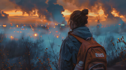 Obraz premium Рука тримає в повітрі блискавку з написом 2025. 