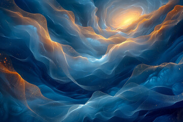 A blue and orange galaxy with a sun in the middle