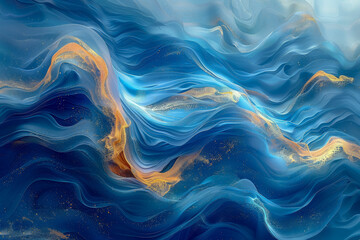 A painting of a wave with gold glitter on it