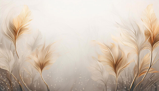 Carta da parati luminosa, carta decorativa bianca, erbe ornamentali, stampa, colore pastello, carta con spazio vuoto per testo o auguri, sfondo, illustrazione