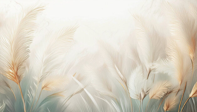 Carta da parati luminosa, carta decorativa bianca, erbe ornamentali, stampa, colore pastello, carta con spazio vuoto per testo o auguri, sfondo, illustrazione