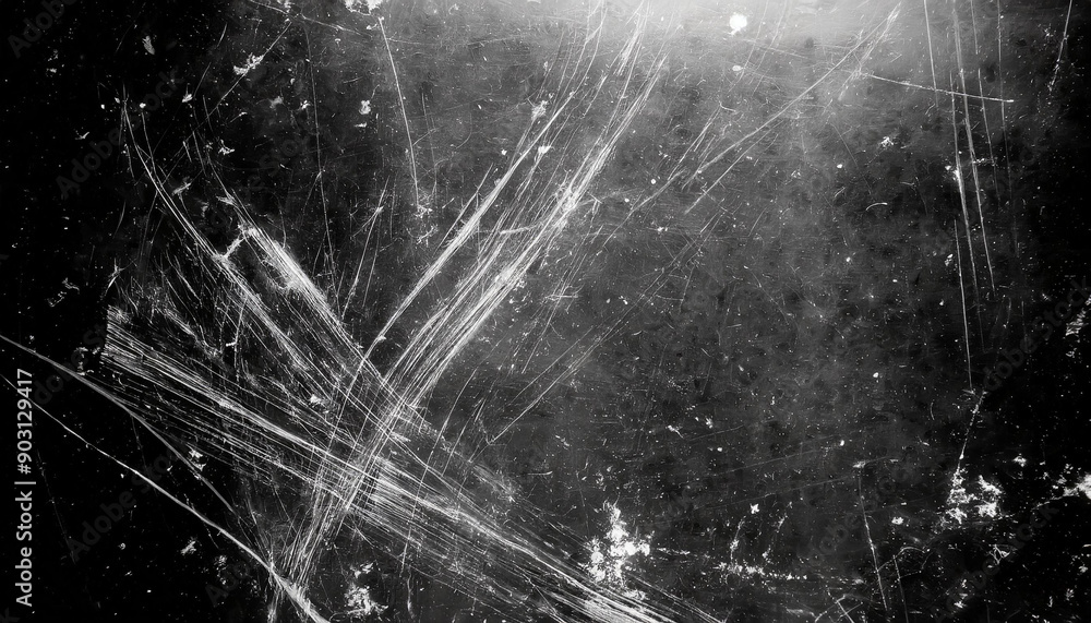 Aufkleber Abstract Background Featuring Intricate White Scratches and Splatter Patterns on a Dark, Grunge Textured Surface
